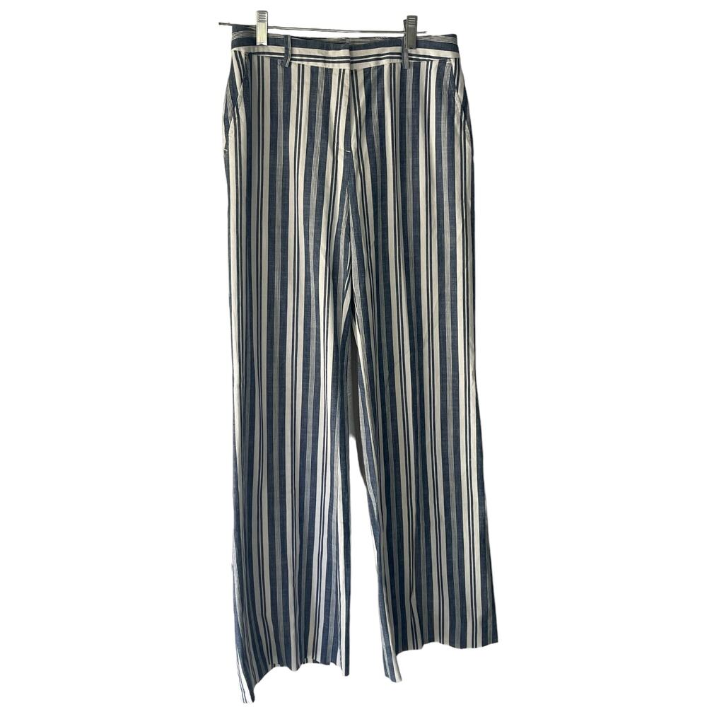 Michael Kors Women's Size 2 Blue White Striped Flair Leg Pants Coastal Light